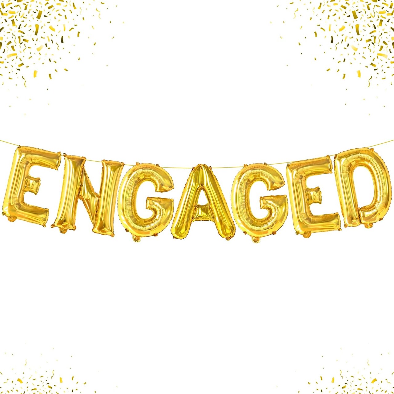 Gold Letter Engaged Balloons - 16 Inch | Gold Engagement Balloons for Engagement Party Decorations | Engagement Party Balloons | Engagement Decorations for Party, Just Engaged Decorations